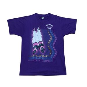 Screen Stars Purple Feather Graphic Tee